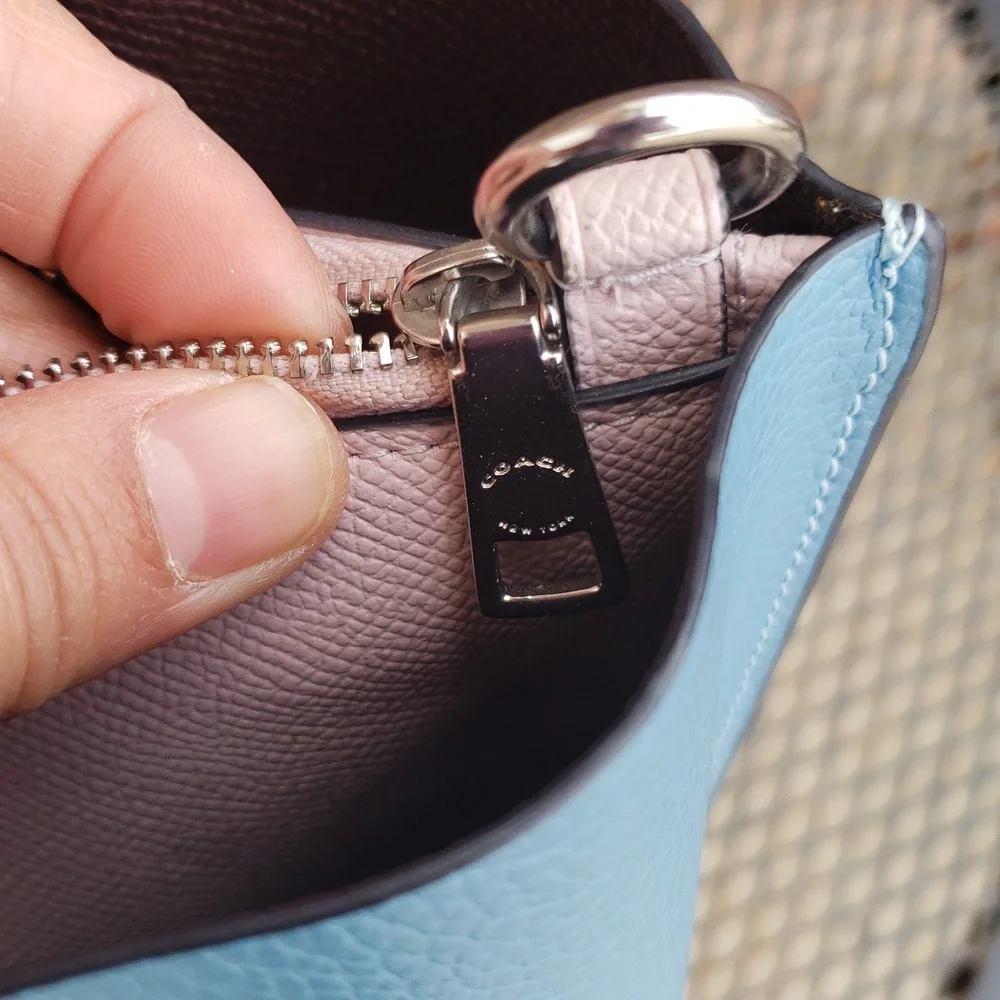 Coach Mollie Tote 25 Leather Satchel Convertible Bag Pacific Blue Designer - Picture 13 of 17